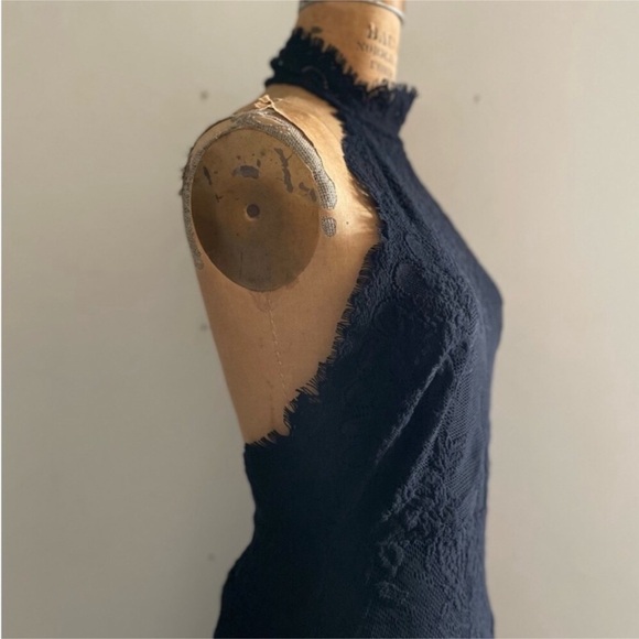 Free people] Black Jacquard Lace Body con Halter neck Back open Dress - Picture 6 of 9